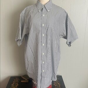 Dark charcoal and white striped men’s button-down shirt Brooks Brothers